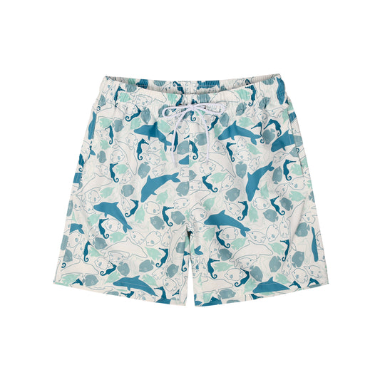 Cartoon Fish Print Men's Quick Dry Casual Beach Shorts Swim Trunks