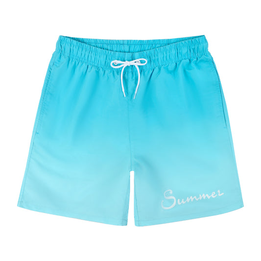 Gradient Quick Dry Mens Swim Trunks - BLUE