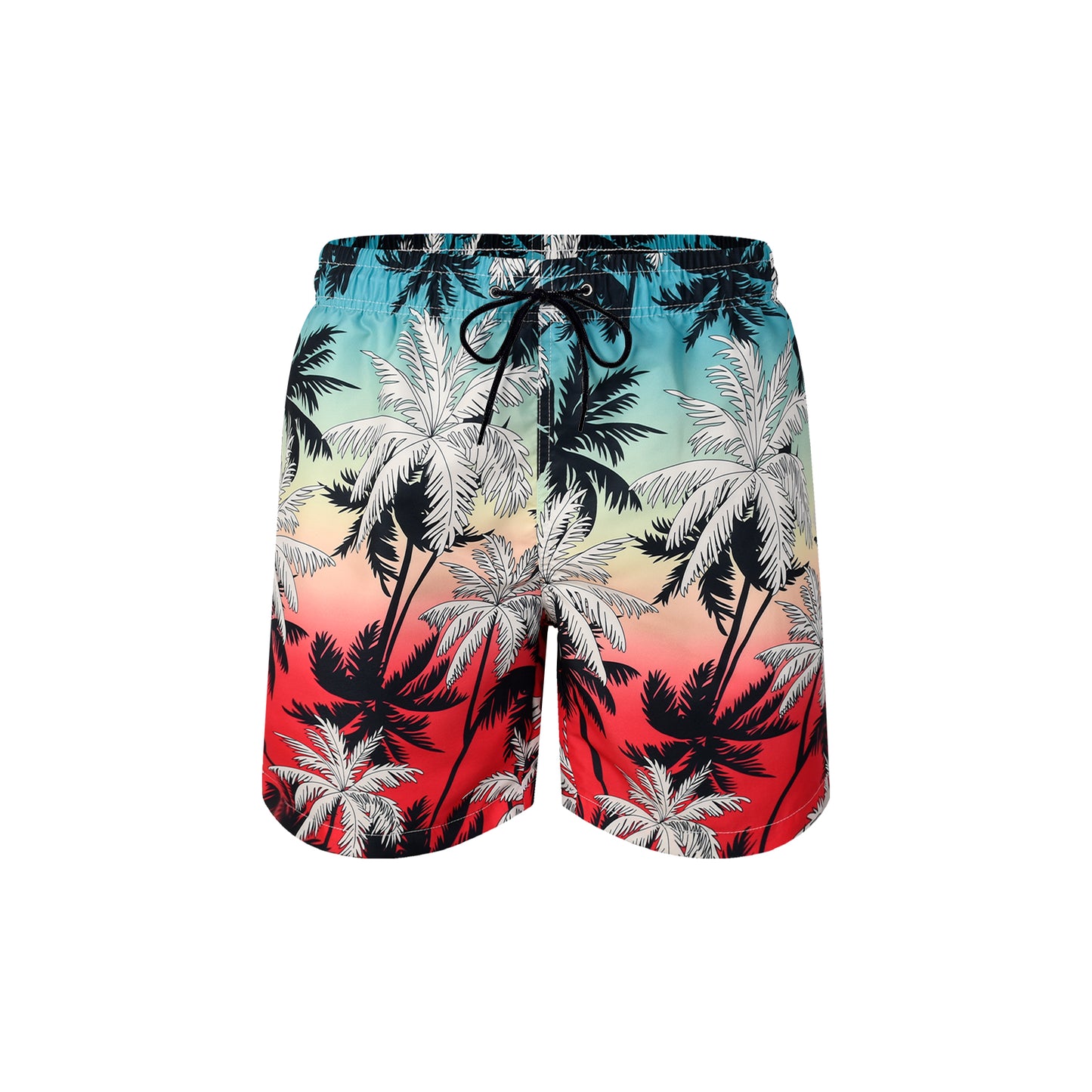 Gradient Men's Quick Dry Casual Beach Shorts Swim Trunks - Black & White Coconut Pattern