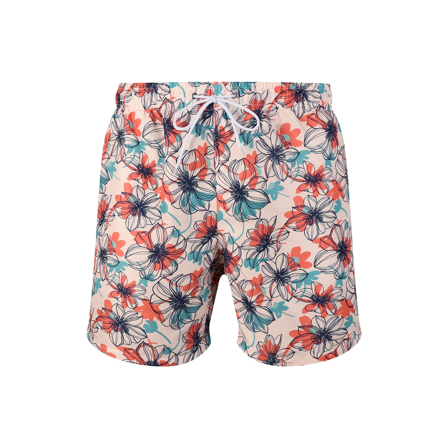 Floral Line Pattern Men's Quick Dry Beach Short Swim Trunk