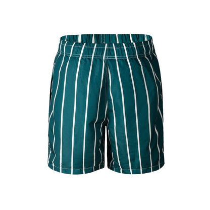 Green Vertical Stripe Men's Quick Dry Beach Shorts Swim Trunks