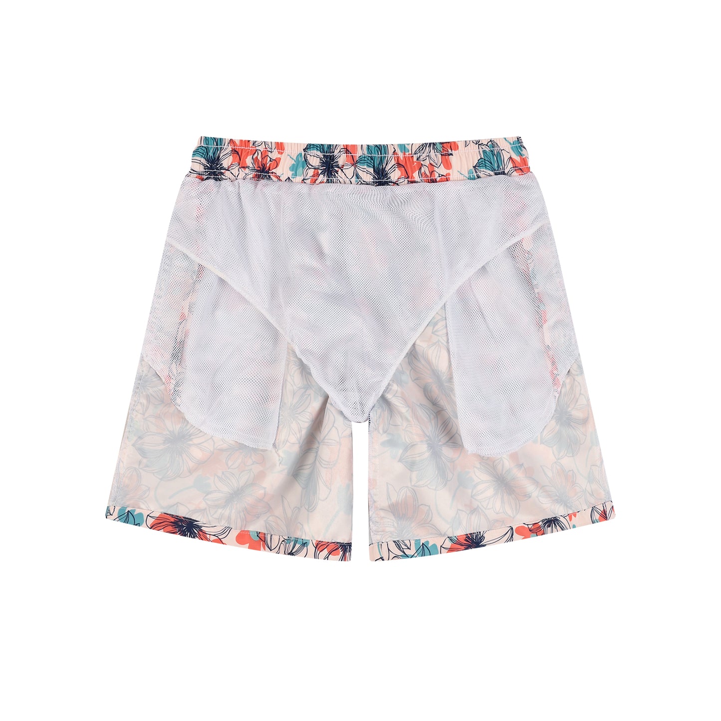 Floral Line Pattern Men's Quick Dry Beach Short Swim Trunk