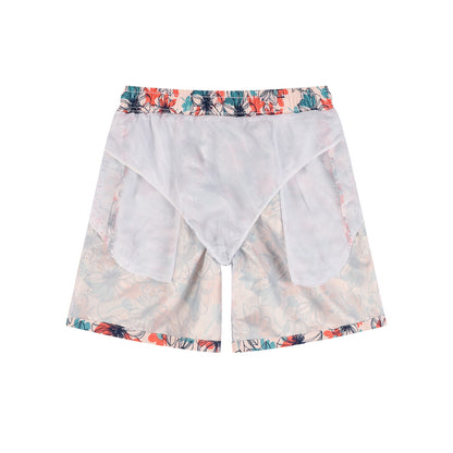 Floral Line Pattern Men's Quick Dry Beach Short Swim Trunk