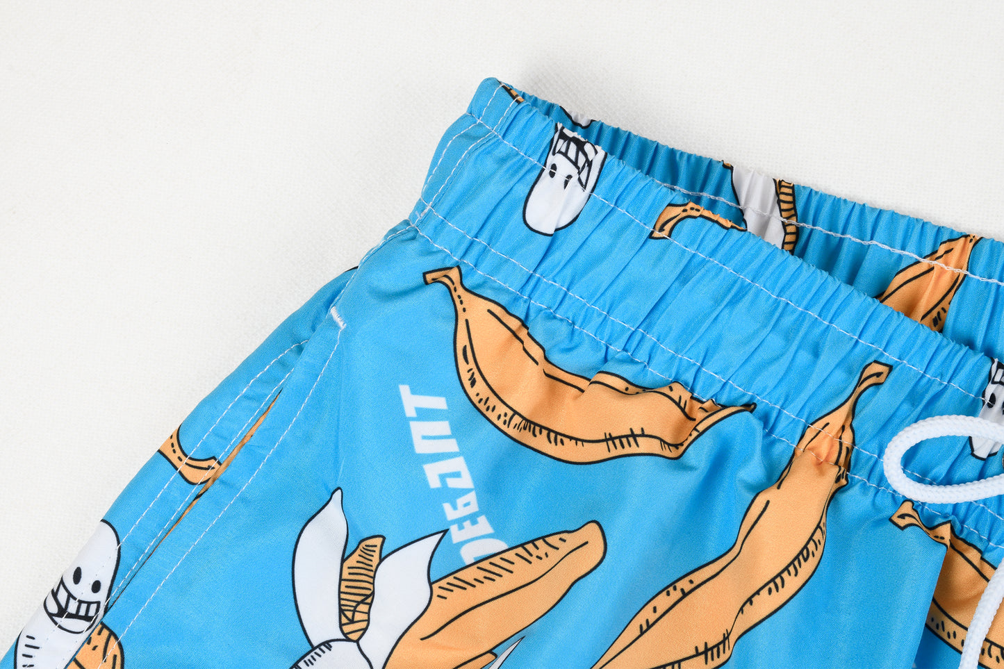 Funny Banana Pattern Men's Quick Dry Beach Shorts Swim Trunks - Blue