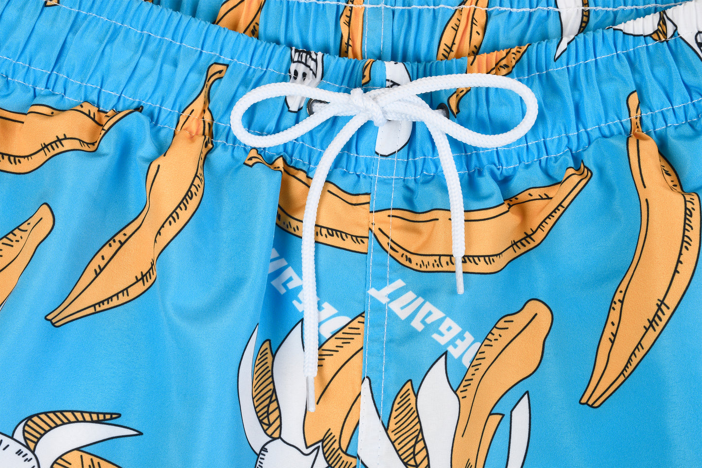 Funny Banana Pattern Men's Quick Dry Beach Shorts Swim Trunks - Blue