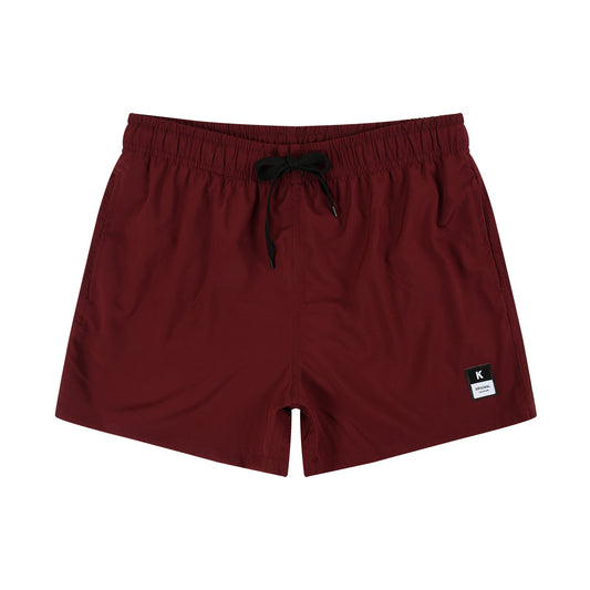 Men's Solid Color Quick Dry Swim Shorts - Dark Red