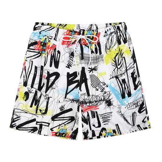 Personalized Graffiti Men's Quick Dry Casual Beach Shorts Swim Trunks