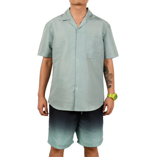 Men's Casual 2-Piece Set - Beach Shirts & Shorts - Light Green