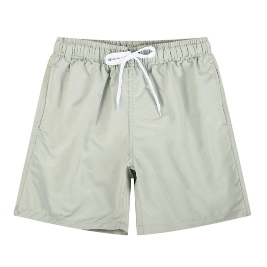 Light Gray Men's Quick Dry Casual Solid Color Beach Shorts Swim Trunks