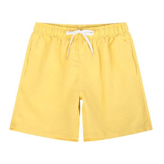 Yellow Men's Quick Dry Casual Solid Color Beach Shorts Swim Trunks