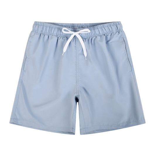 Light Blue Men's Quick Dry Casual Solid Color Beach Shorts Swim Trunks