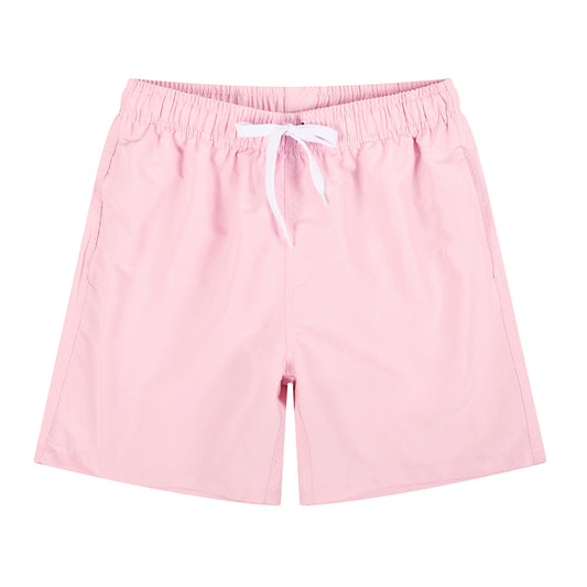 Pale Pink Men's Quick Dry Casual Solid Color Beach Shorts Swim Trunks