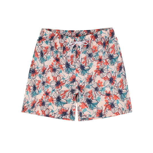 Floral Line Pattern Men's Quick Dry Beach Short Swim Trunk