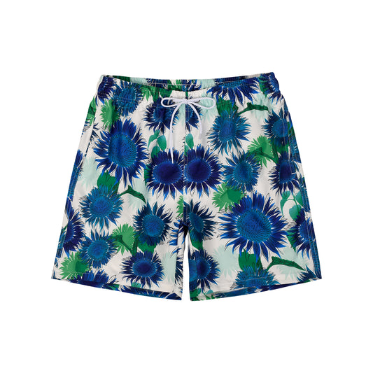 Blue Sunflower Men's Quick Dry Beach Shorts & Swim Trunks