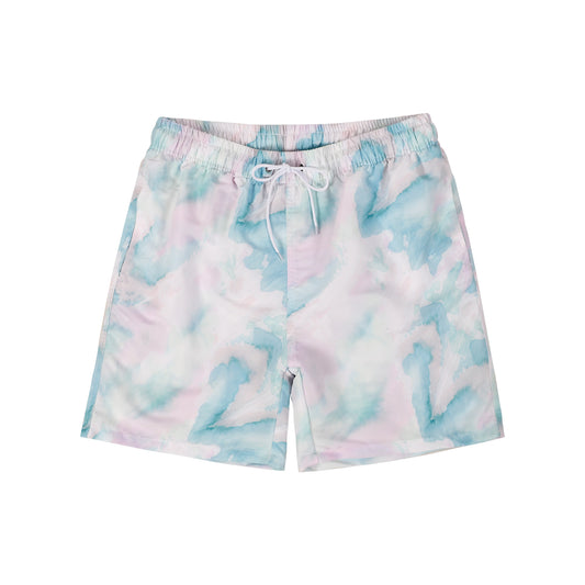 Tie Dye Series Quick Dry Men's Beach Shorts Swim Trunks - Pink Blue