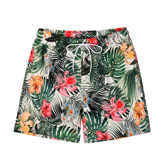 Botanical Print Men's Quick Dry Beach Shorts & Swim Trunks