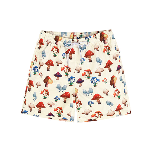 Cartoon Mushroom Pattern Men's Quick Dry Casual Beach Shorts Swim Trunks