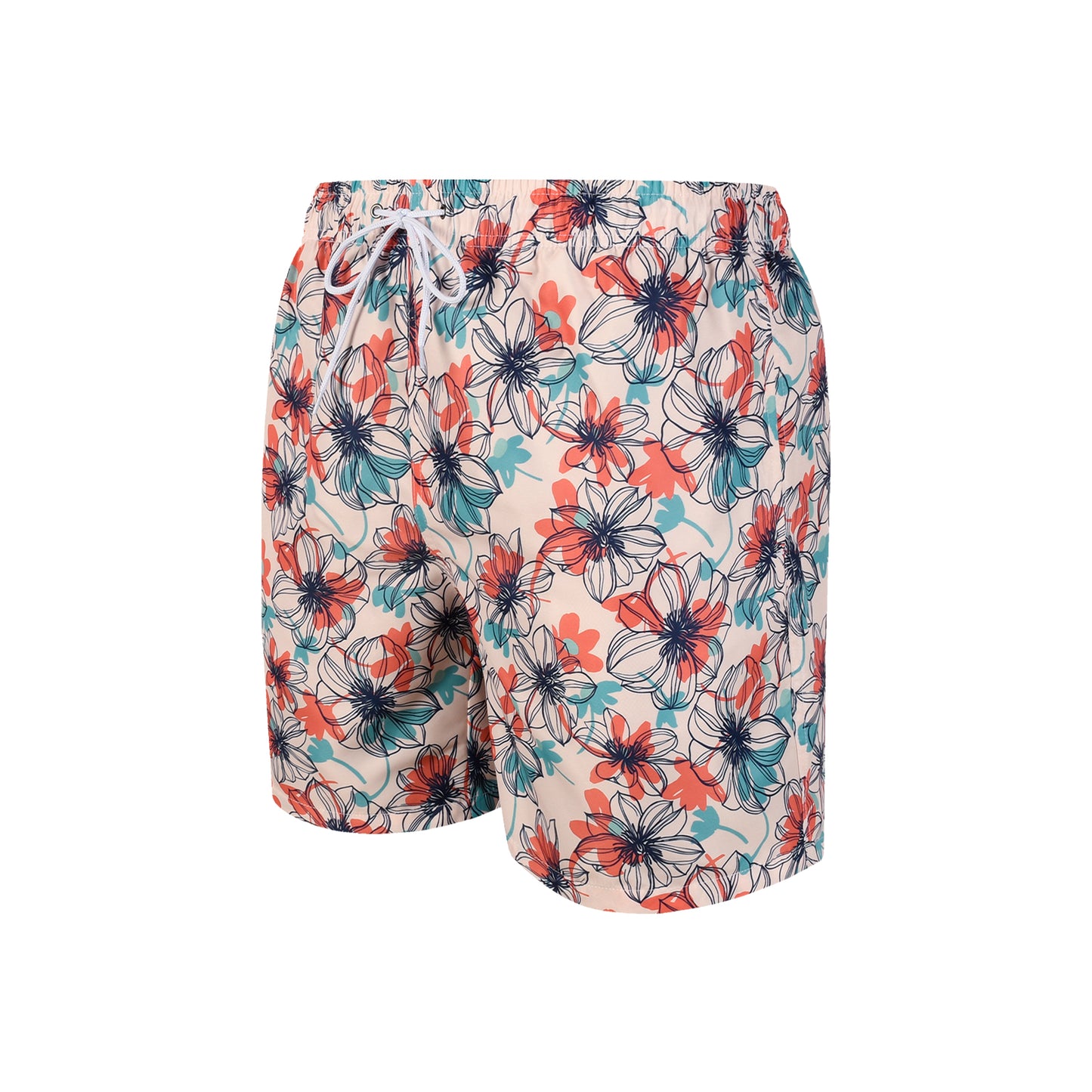 Floral Line Pattern Men's Quick Dry Beach Short Swim Trunk