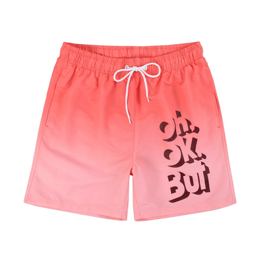 Gradient Quick Dry Mens Swim Trunks - PINK