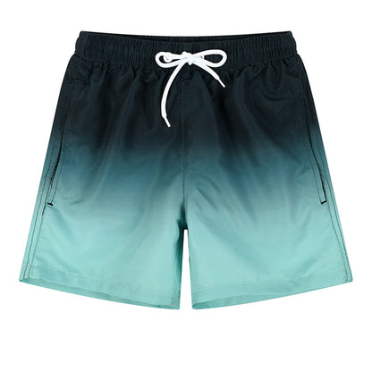 Men's Casual 2-Piece Set - Beach Shirts & Shorts - Black Green Gradient