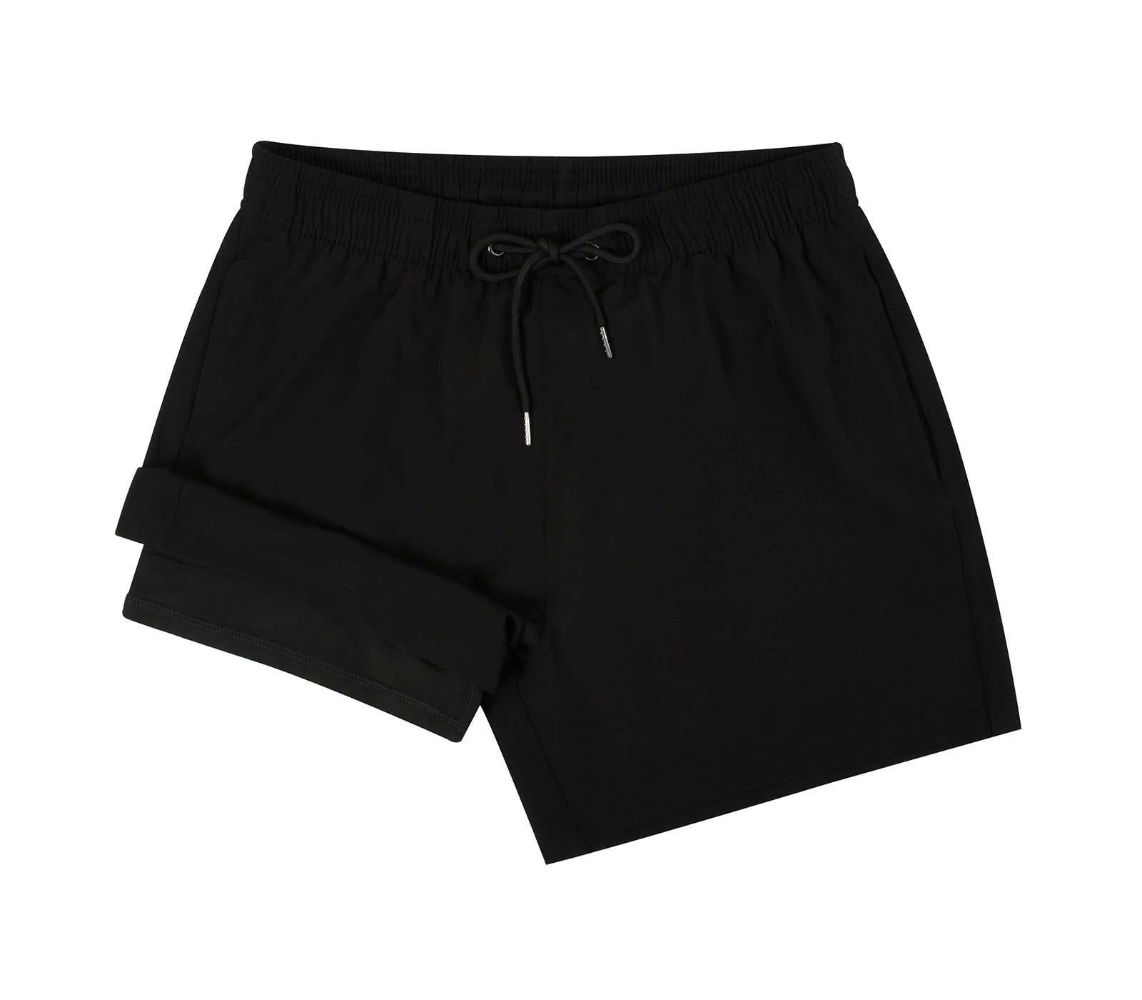 BRISIRA Mens Swim Trunks Swim Shorts Quick Dry 5 inch Inseam Beach Shorts  with Compression Liner and Zipper Pocket Black